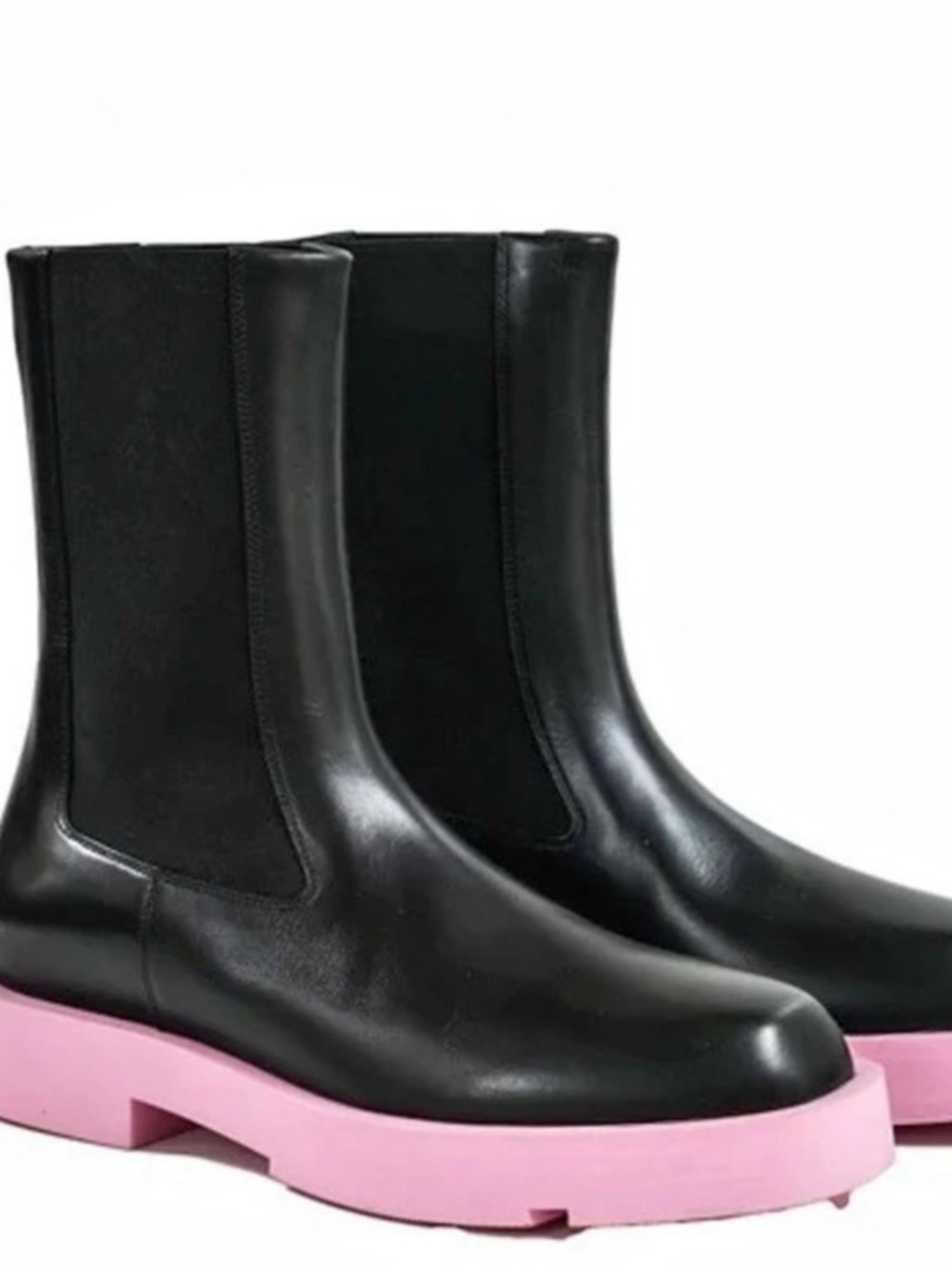 Givenchy Black Pink Squared Chelsea Lug Sole Boots